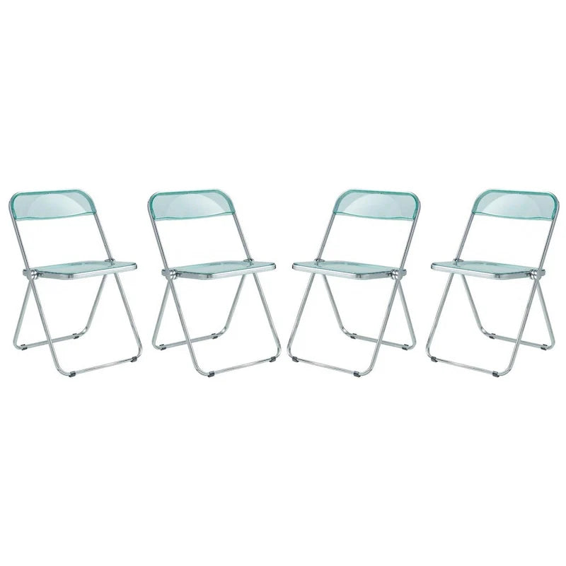 Chaise de salle à manger pliante en acrylique avec structure chromée, lot de 4, série Lawrence par LeisureMod