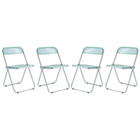 Chaise de salle à manger pliante en acrylique avec structure chromée, lot de 4, série Lawrence par LeisureMod