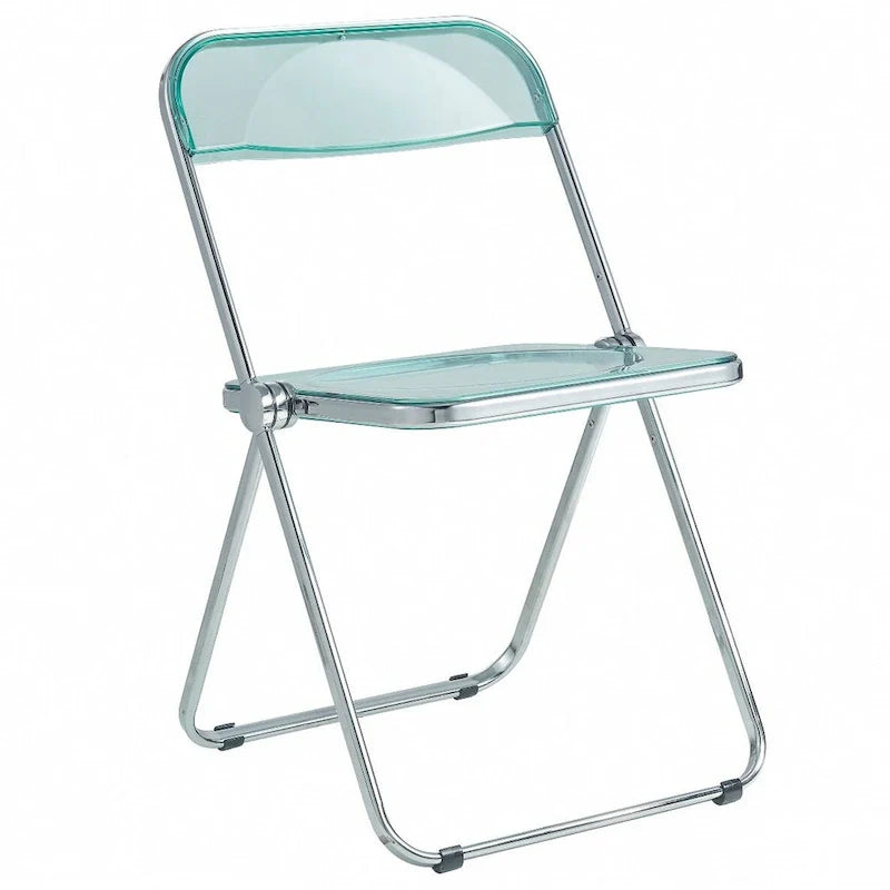 Chaise de salle à manger pliante en acrylique avec structure chromée, lot de 4, série Lawrence par LeisureMod