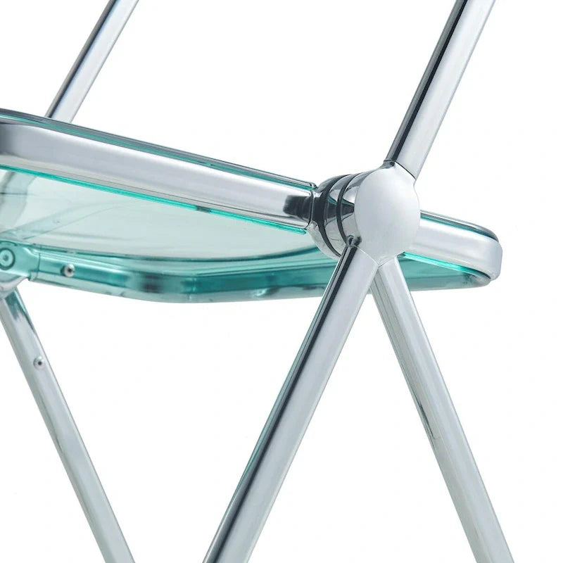 Chaise de salle à manger pliante en acrylique avec structure chromée, lot de 4, série Lawrence par LeisureMod