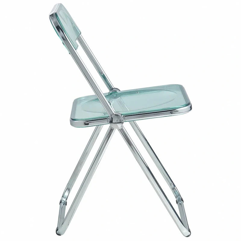 Chaise de salle à manger pliante en acrylique avec structure chromée, lot de 4, série Lawrence par LeisureMod
