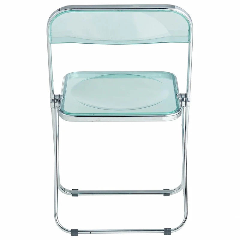 Chaise de salle à manger pliante en acrylique avec structure chromée, lot de 4, série Lawrence par LeisureMod