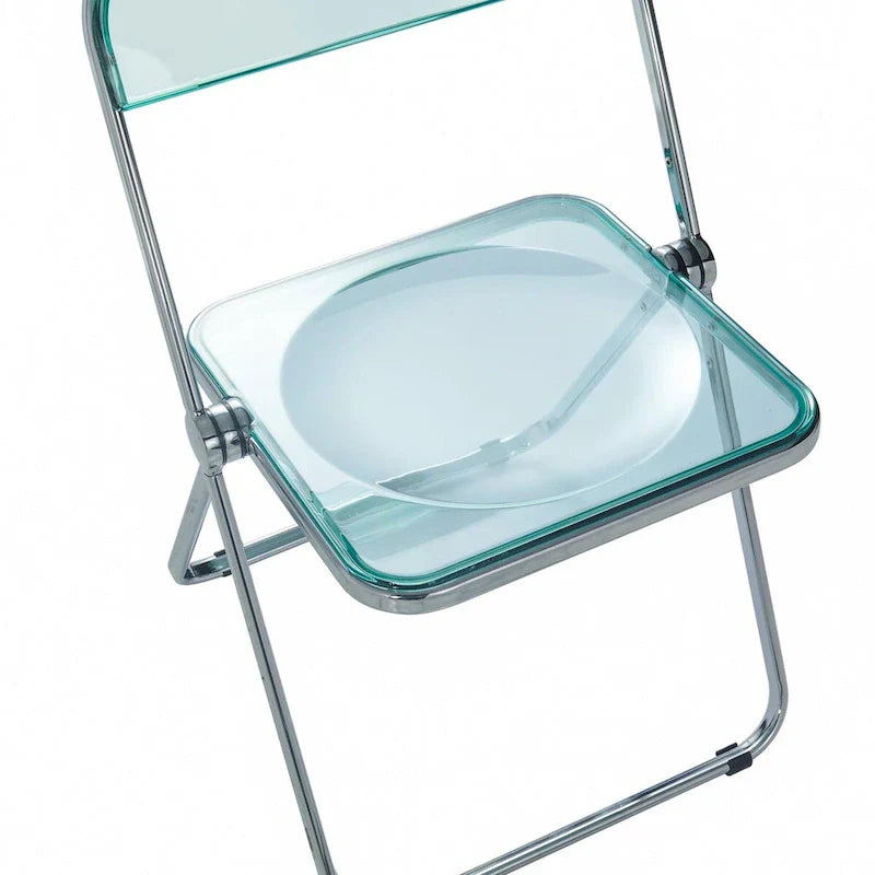 Chaise de salle à manger pliante en acrylique avec structure chromée, lot de 4, série Lawrence par LeisureMod