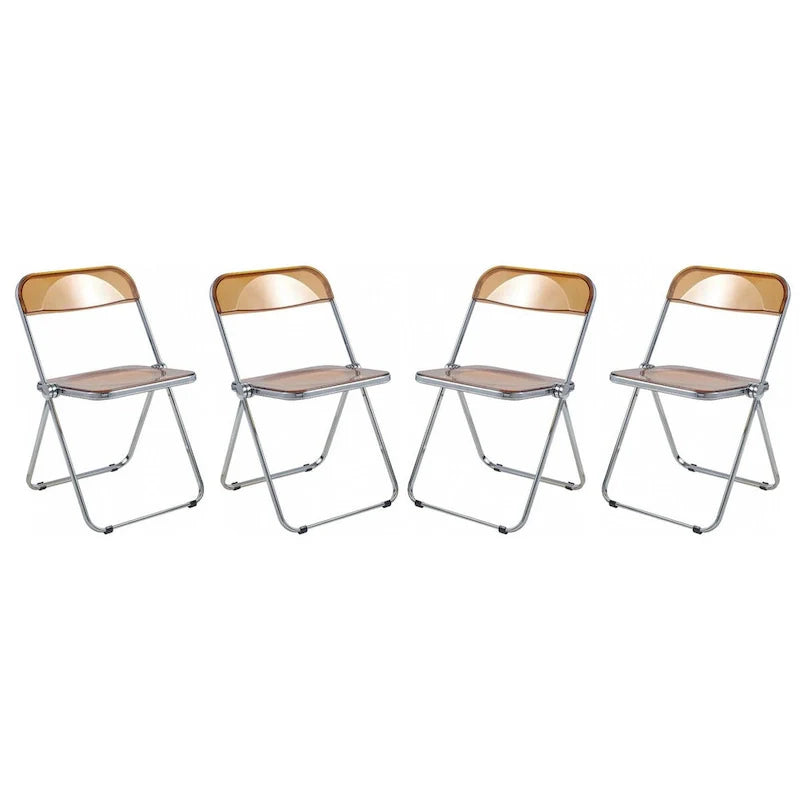 Chaise de salle à manger pliante en acrylique avec structure chromée, lot de 4, série Lawrence par LeisureMod