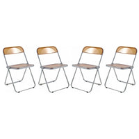 Chaise de salle à manger pliante en acrylique avec structure chromée, lot de 4, série Lawrence par LeisureMod
