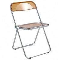 Chaise de salle à manger pliante en acrylique avec structure chromée, lot de 4, série Lawrence par LeisureMod