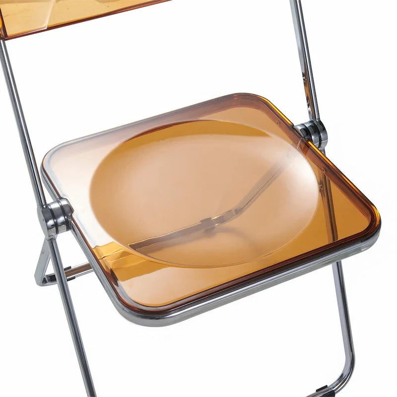 Chaise de salle à manger pliante en acrylique avec structure chromée, lot de 4, série Lawrence par LeisureMod