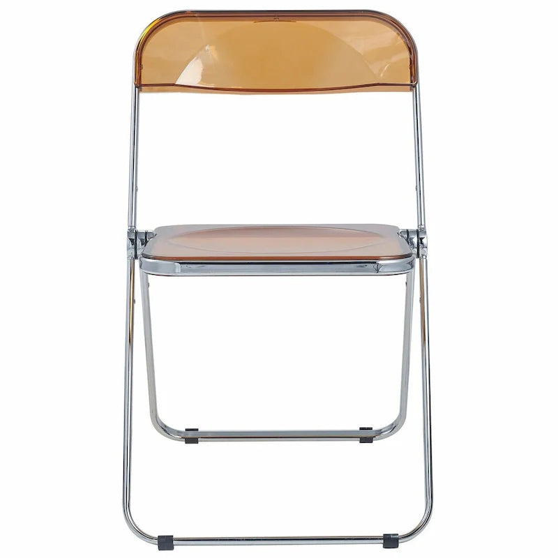 Chaise de salle à manger pliante en acrylique avec structure chromée, lot de 4, série Lawrence par LeisureMod