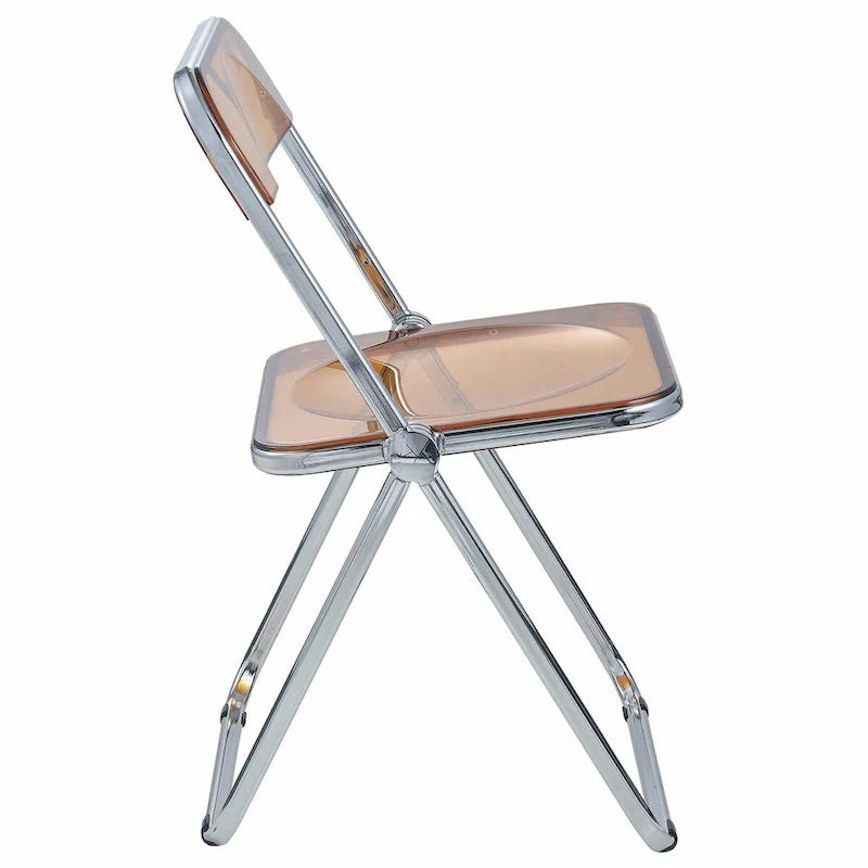 Chaise de salle à manger pliante en acrylique avec structure chromée, lot de 4, série Lawrence par LeisureMod