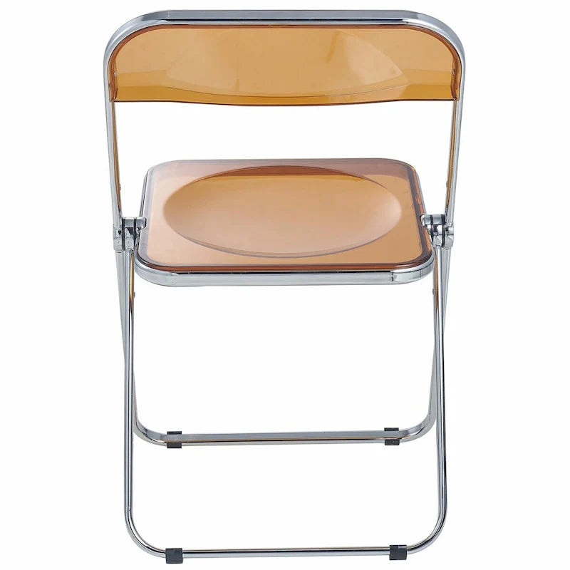 Chaise de salle à manger pliante en acrylique avec structure chromée, lot de 4, série Lawrence par LeisureMod