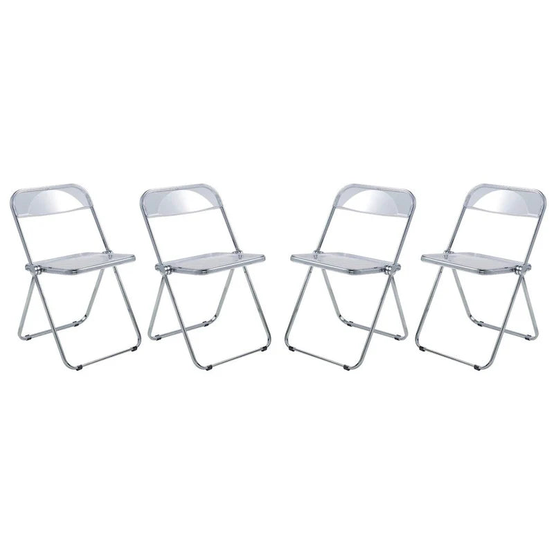 Chaise de salle à manger pliante en acrylique avec structure chromée, lot de 4, série Lawrence par LeisureMod