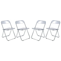 Chaise de salle à manger pliante en acrylique avec structure chromée, lot de 4, série Lawrence par LeisureMod