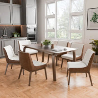 Ensemble de table à manger rectangulaire 7 pièces en noyer du milieu du siècle Furniture of America Beau I