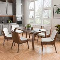 Ensemble de table à manger rectangulaire 7 pièces en noyer du milieu du siècle Furniture of America Beau I