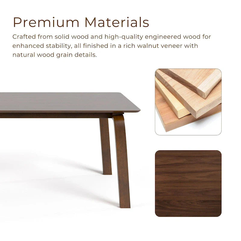Ensemble de table à manger rectangulaire 7 pièces en noyer du milieu du siècle Furniture of America Beau I