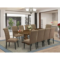 Ensemble de salle à manger 11 pièces East West Furniture - une table à manger et 10 chaises en tissu lin sable clair (options de finition)