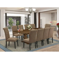 Ensemble de salle à manger 11 pièces East West Furniture - une table à manger et 10 chaises en tissu lin sable clair (options de finition)