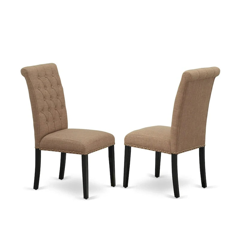 Ensemble de salle à manger 11 pièces East West Furniture - une table à manger et 10 chaises en tissu lin sable clair (options de finition)