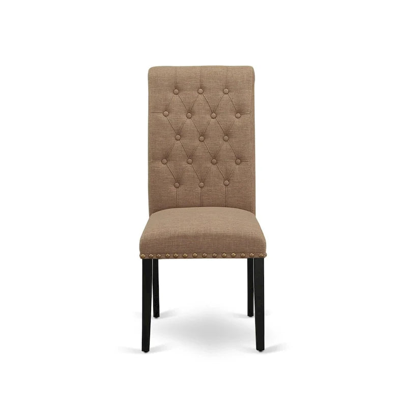 Ensemble de salle à manger 11 pièces East West Furniture - une table à manger et 10 chaises en tissu lin sable clair (options de finition)