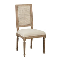 Chaise de salle à manger en chêne, lin et cannage, coloris neutre