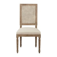 Chaise de salle à manger en chêne, lin et cannage, coloris neutre