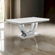 Table de salle à manger de 180 cm, Plateau rectangulaire en faux marbre blanc, Piétement colonne