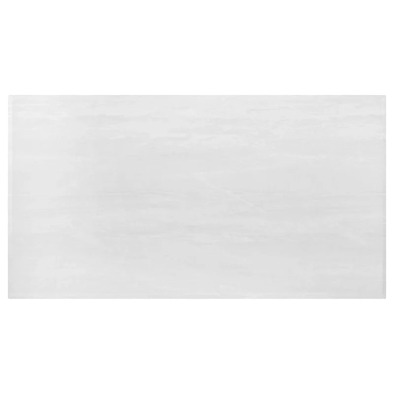 Table de salle à manger de 180 cm, Plateau rectangulaire en faux marbre blanc, Piétement colonne