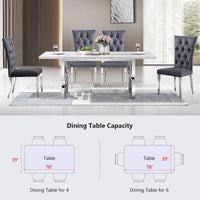 Table à manger de 78 pouces en faux marbre avec piètement géométrique en métal