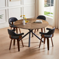 Table à manger ronde en noyer noir avec pied en croix pour cuisine, salle à manger