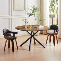 Table à manger ronde en noyer noir avec pied en croix pour cuisine, salle à manger