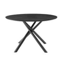 Table à manger ronde en noyer noir avec pied en croix pour cuisine, salle à manger