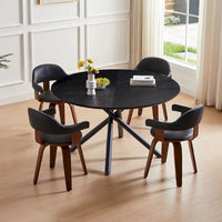 Table à manger ronde en noyer noir avec pied en croix pour cuisine, salle à manger