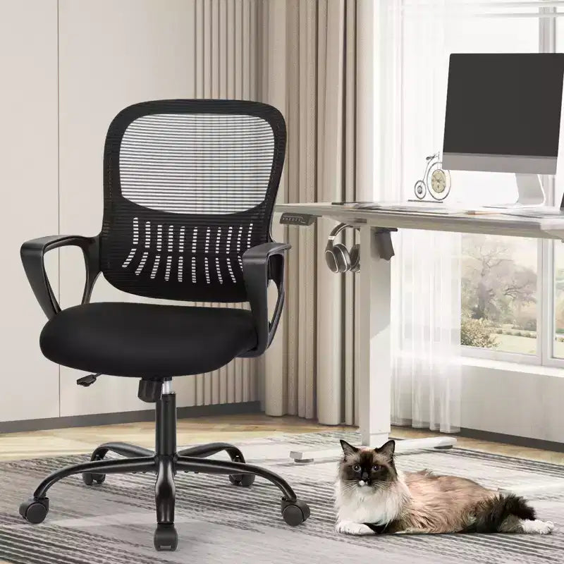 Chaise de bureau et de jeu ergonomique JIONJOY Modern avec support lombaire en maille et accoudoirs non réglables