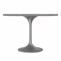 Table à manger carrée LeisureMod Verve avec plateau en résine marbrée blanche et base en acier brossé moderne pour cuisine