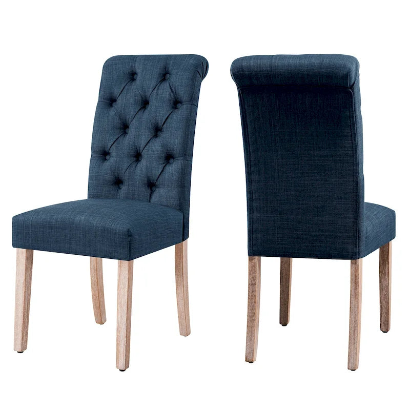Subrtex (lot de 2) chaise de salle à manger Parsons rembourrée en lin à boutons