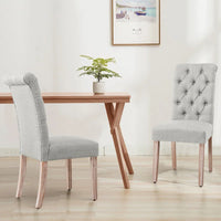 Subrtex (lot de 2) chaise de salle à manger Parsons rembourrée en lin à boutons