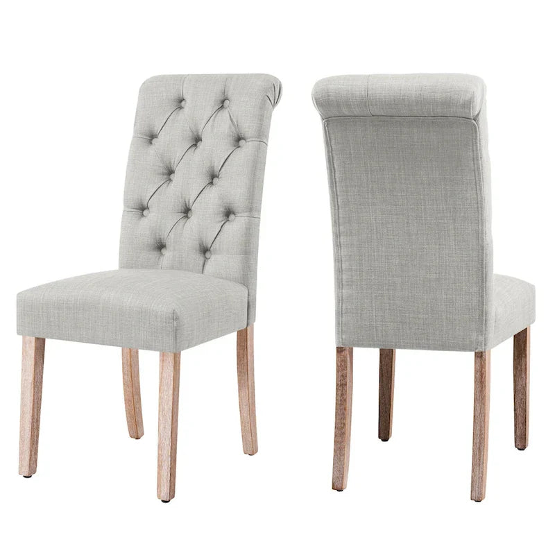 Subrtex (lot de 2) chaise de salle à manger Parsons rembourrée en lin à boutons