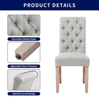 Subrtex (lot de 2) chaise de salle à manger Parsons rembourrée en lin à boutons