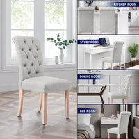 Subrtex (lot de 2) chaise de salle à manger Parsons rembourrée en lin à boutons