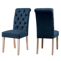 Subrtex (lot de 2) chaise de salle à manger Parsons rembourrée en lin à boutons