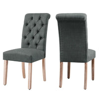 Subrtex (lot de 2) chaise de salle à manger Parsons rembourrée en lin à boutons