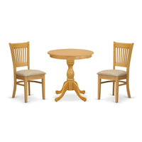 East West Furniture Ensemble de salle à manger 3 pièces comprenant une table de salle à manger ronde et 2 chaises de cuisine, chêne (options d'assise)