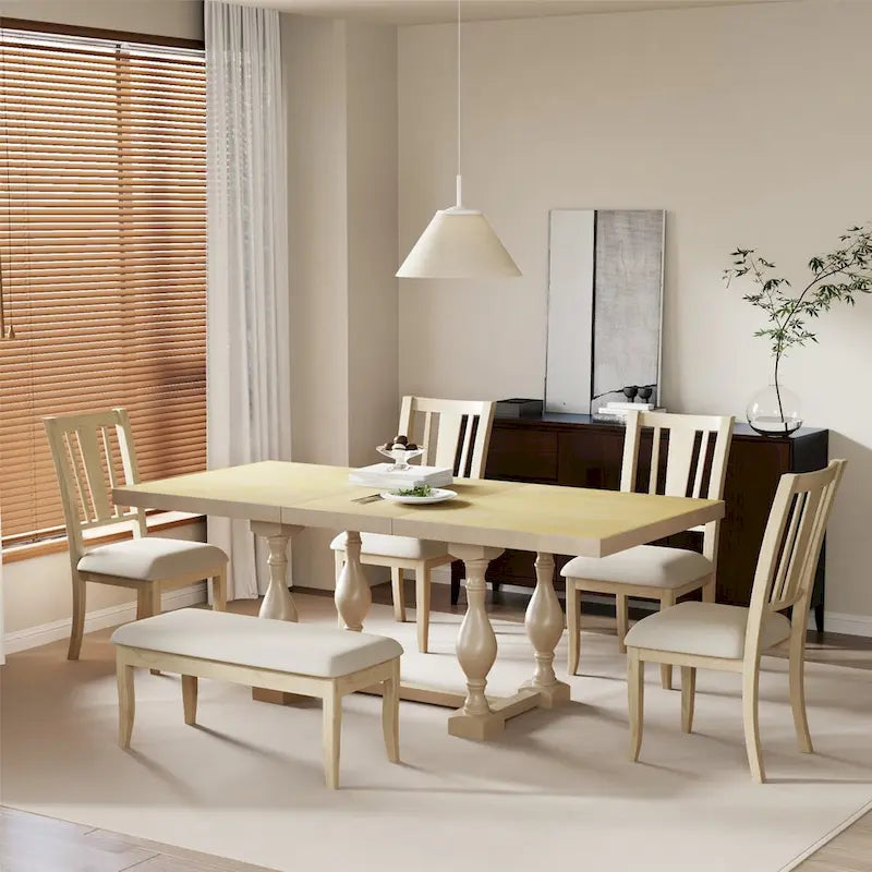 Ensemble de salle à manger extensible 6 pièces de 78 pouces avec chevalet traditionnel