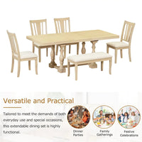 Ensemble de salle à manger extensible 6 pièces de 78 pouces avec chevalet traditionnel