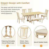 Ensemble de salle à manger extensible 6 pièces de 78 pouces avec chevalet traditionnel