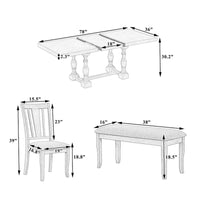 Ensemble de salle à manger extensible 6 pièces de 78 pouces avec chevalet traditionnel
