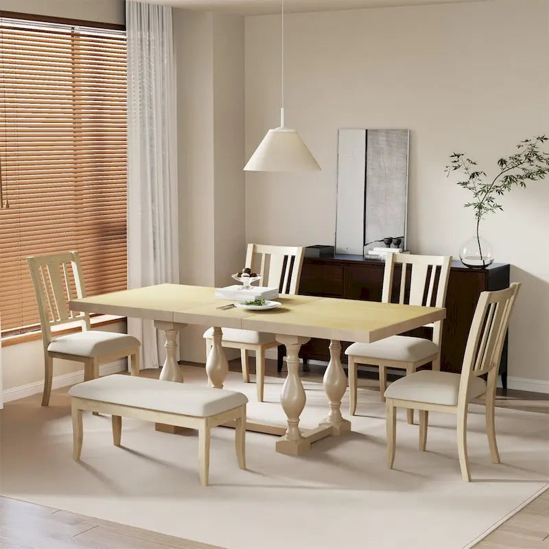 Ensemble de salle à manger extensible 6 pièces de 78 pouces avec chevalet traditionnel