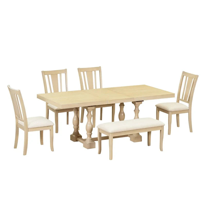 Ensemble de salle à manger extensible 6 pièces de 78 pouces avec chevalet traditionnel