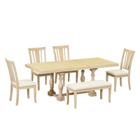 Ensemble de salle à manger extensible 6 pièces de 78 pouces avec chevalet traditionnel