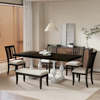 Ensemble de salle à manger extensible 6 pièces de 78 pouces avec chevalet traditionnel